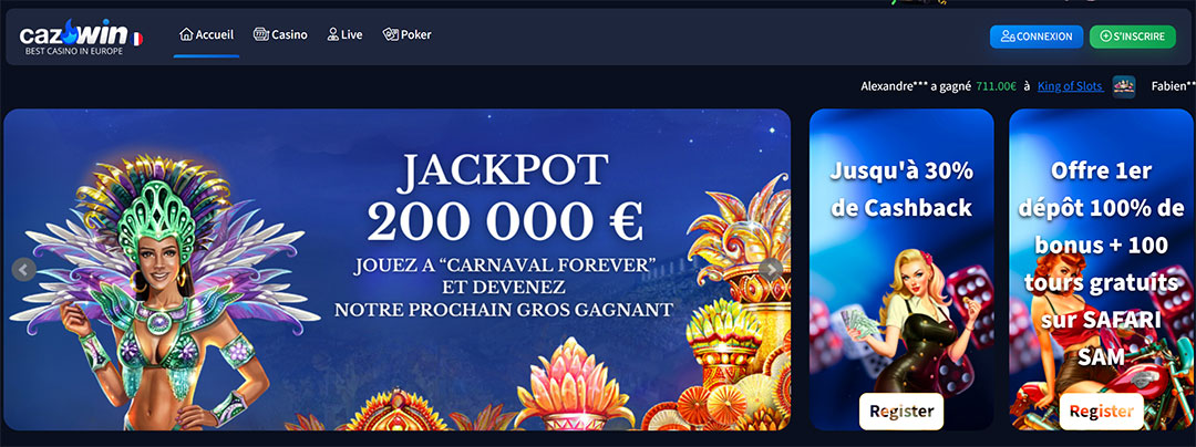 accueil cazwin casino